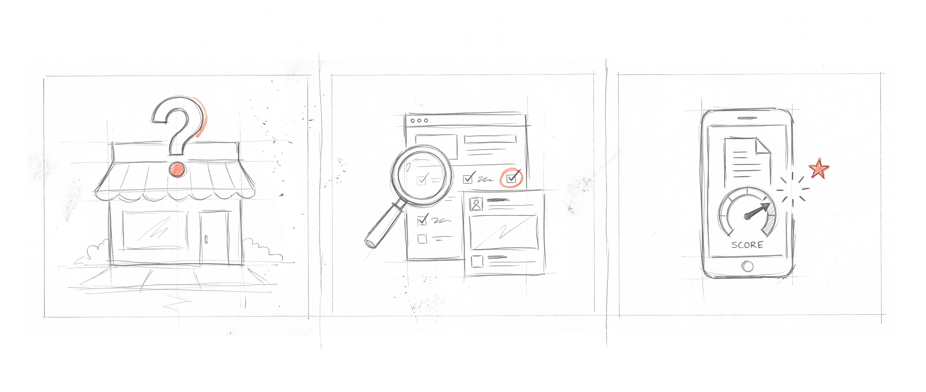 Audit story, hand-drawn storyboard