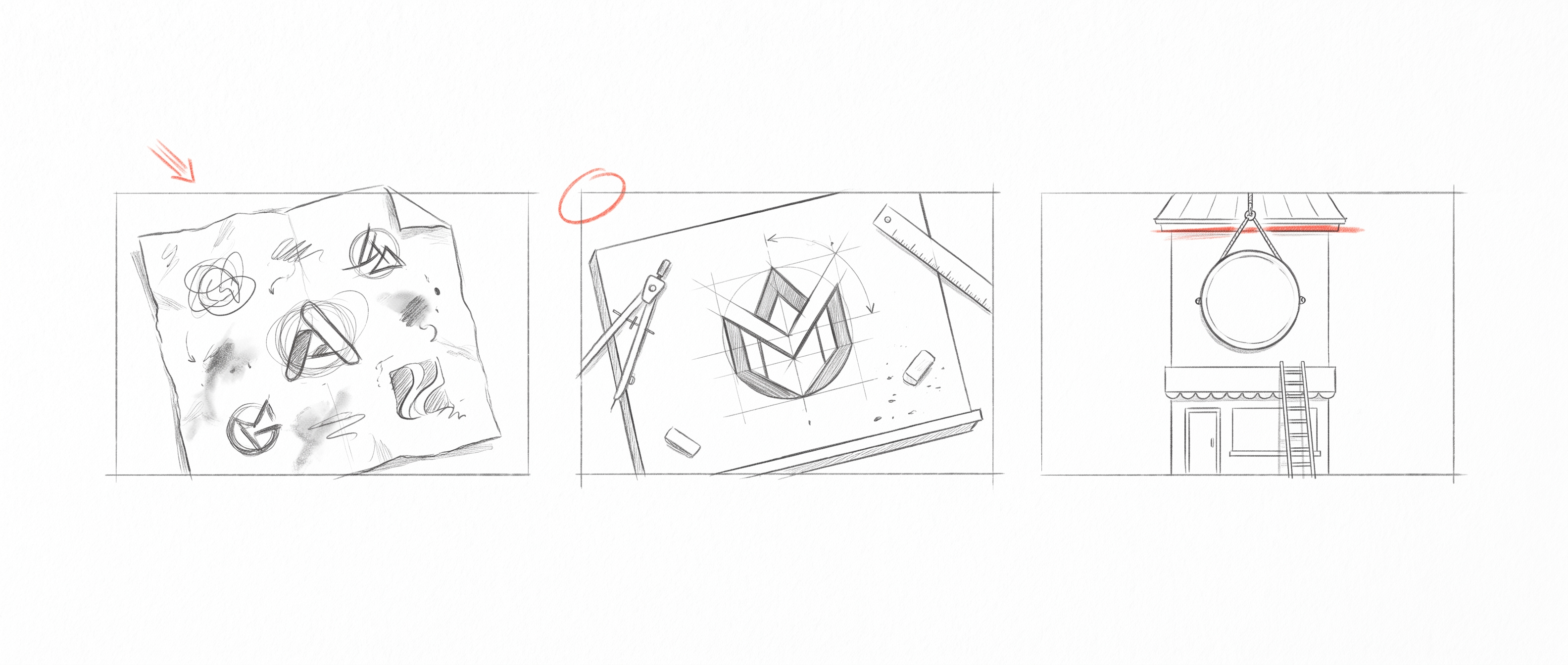 brand story, hand-drawn storyboard