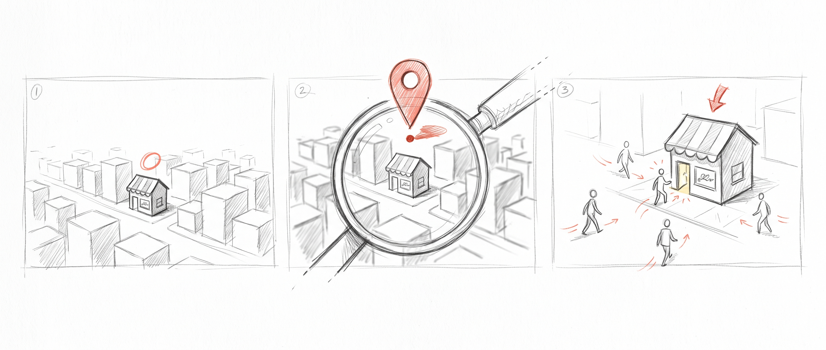 search story, hand-drawn storyboard